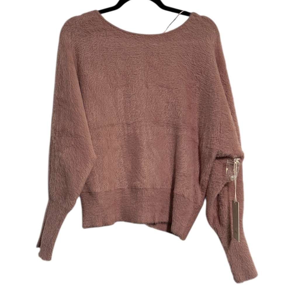 Joie Dusty Pink Fuzzy Pearl Button Sweater NWT